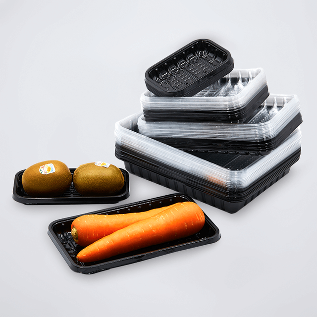 Plateau d'emballage en plastique jetable pour aliments surgelés, série multidimensionnelle disponible pour réfrigérateur