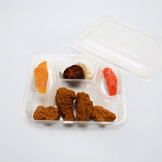Boîte de nourriture en plastique jetable de récipient à emporter de compartiments à une seule couche classique de 4 compartiments PP