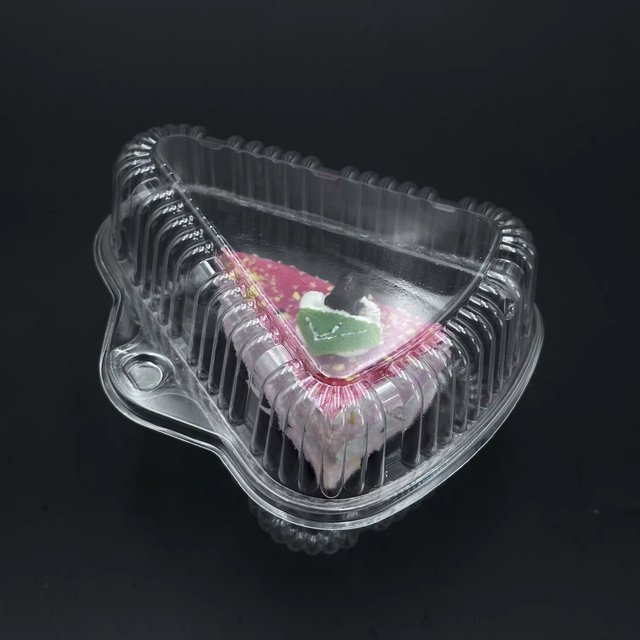 Triangle boulangerie emballage jetable en plastique Sandwich boîte à clapet boîte en plastique de tranche de gâteau 