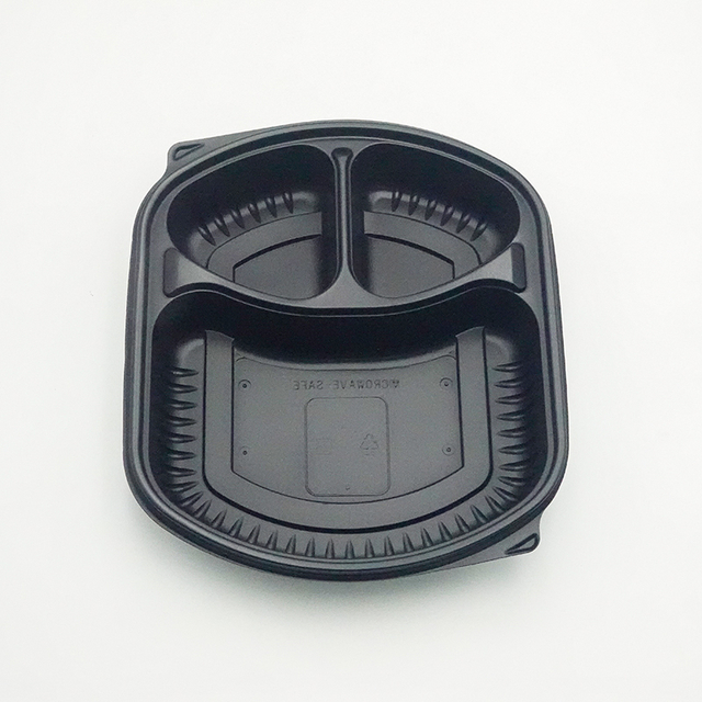 Deli à emporter empaquetant 3 compartiments divisés boîte en plastique jetable de nourriture de pp