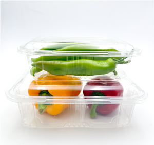 Emballage alimentaire jetable transparent pour boîte à fruits en plastique PET rectangulaire à clapet pour légumes