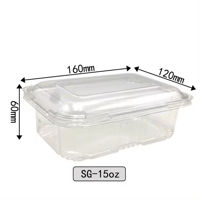 Boîte en plastique jetable de boulangerie à clapet et boîte de fruits d'emballage alimentaire à emporter 15OZ